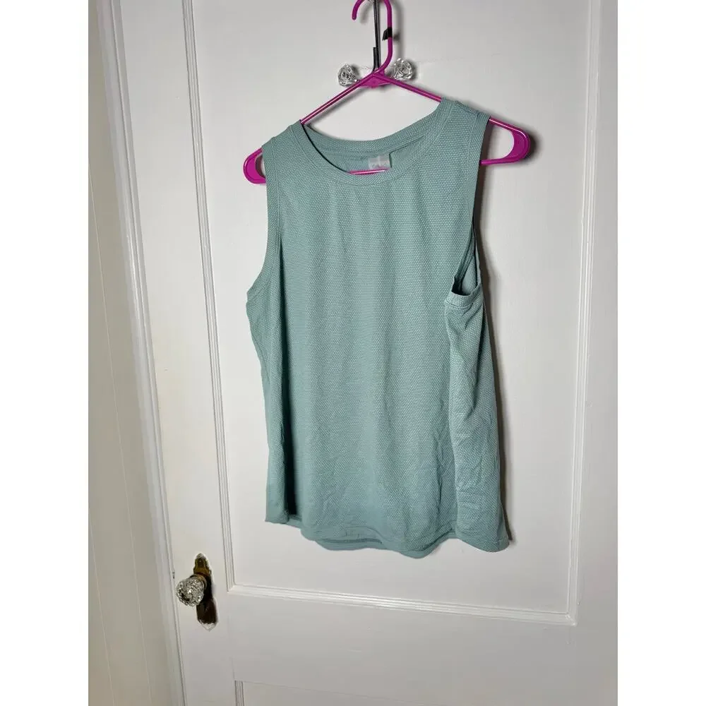 Calia Carrie Underwood Bubble Mesh High Low Tank Top Blue Agave XXL NEW Athletic - Picture 2 of 8